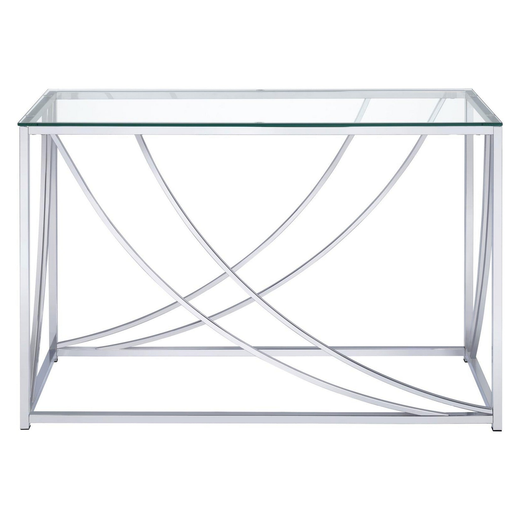 Lille Glass Top Rectangular Sofa Table Accents Chrome 720499