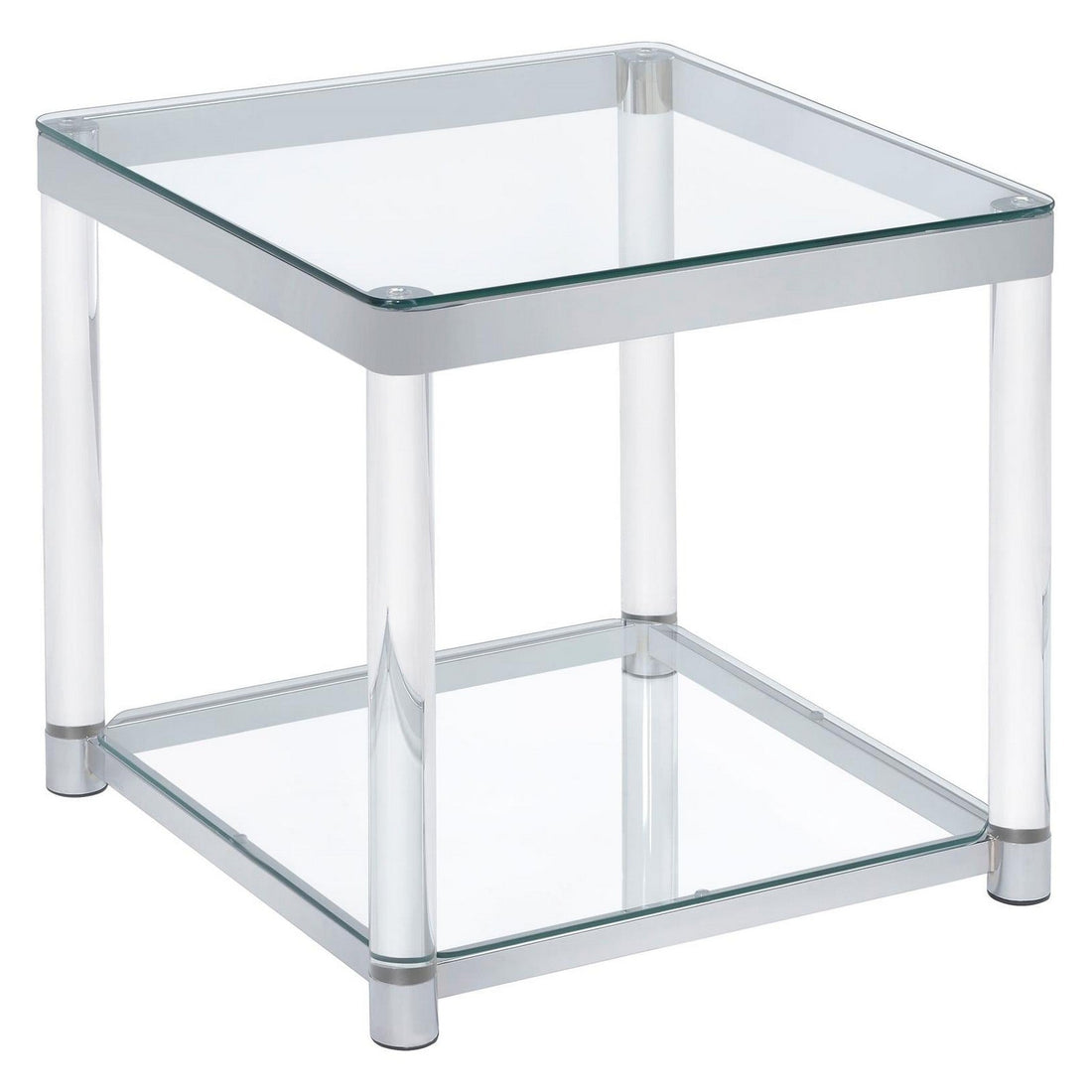 Anne End Table with Lower Shelf Chrome and Clear 720747