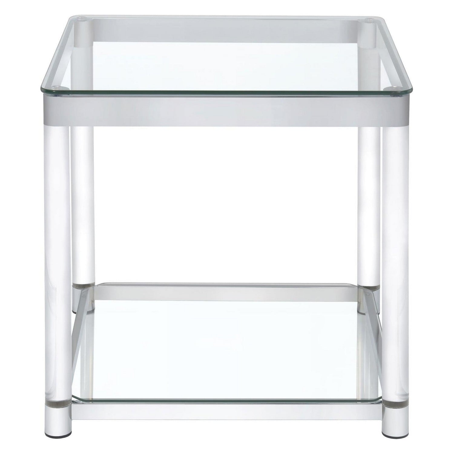 Anne End Table with Lower Shelf Chrome and Clear 720747