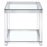 Anne End Table with Lower Shelf Chrome and Clear 720747