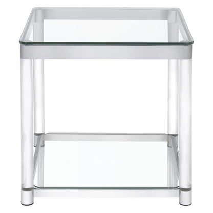 Anne End Table with Lower Shelf Chrome and Clear 720747