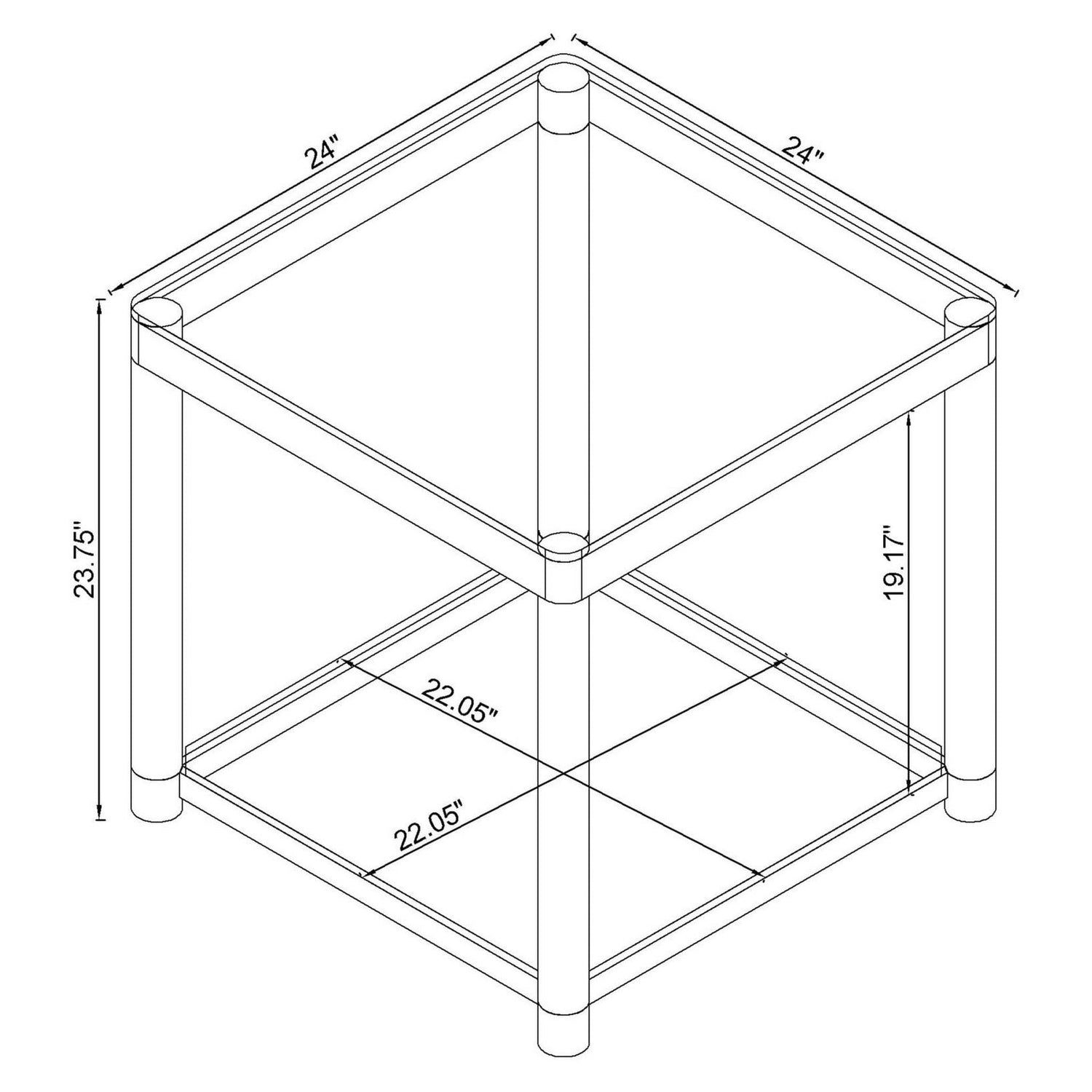 Anne End Table with Lower Shelf Chrome and Clear 720747