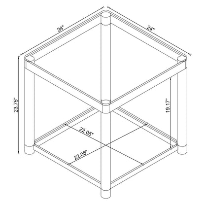 Anne End Table with Lower Shelf Chrome and Clear 720747