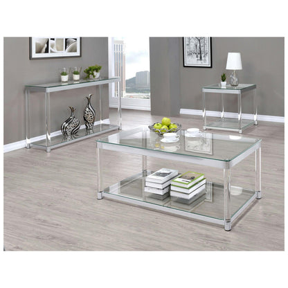 Anne End Table with Lower Shelf Chrome and Clear 720747