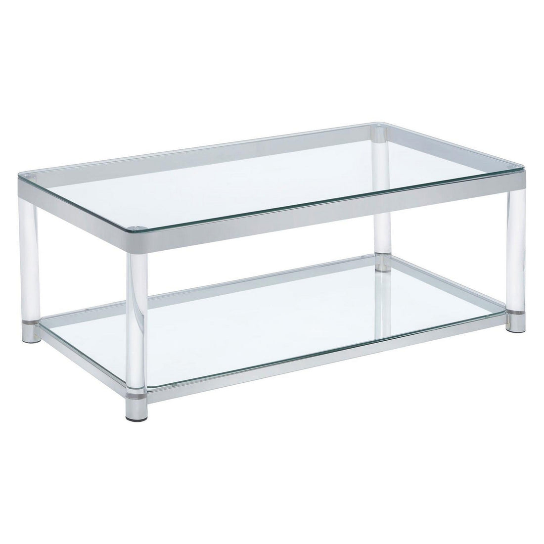 Anne Coffee Table with Lower Shelf Chrome and Clear 720748