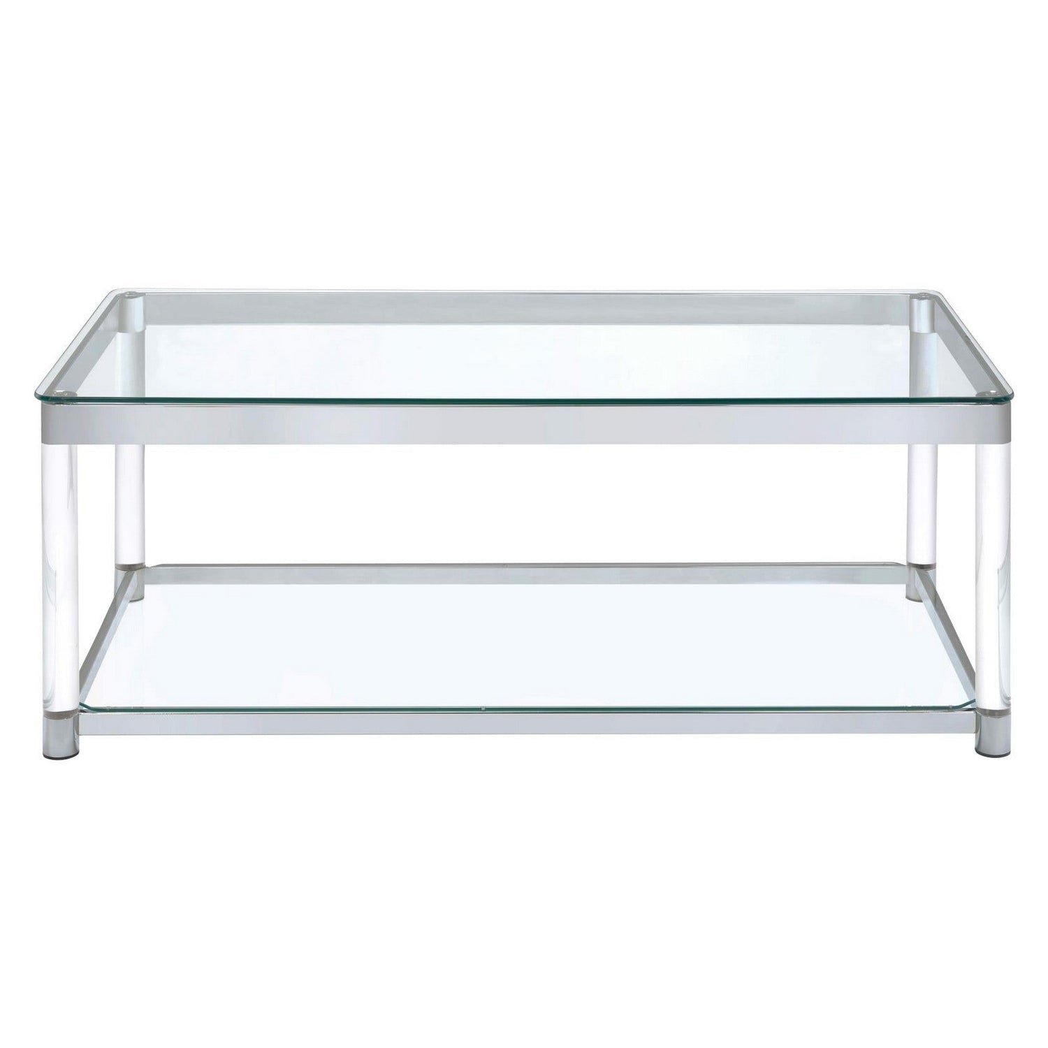 Anne Coffee Table with Lower Shelf Chrome and Clear 720748