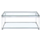 Anne Coffee Table with Lower Shelf Chrome and Clear 720748