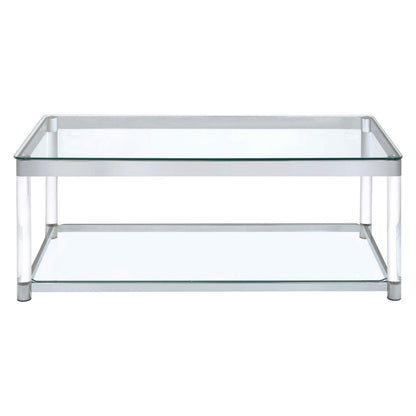 Anne Coffee Table with Lower Shelf Chrome and Clear 720748