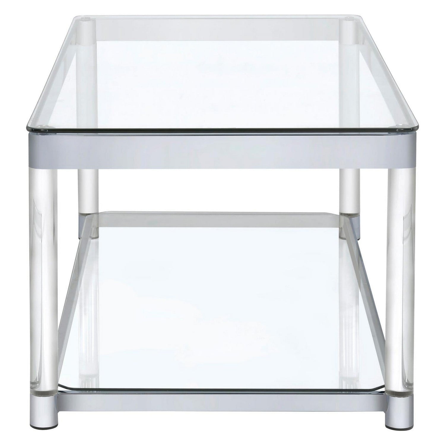 Anne Coffee Table with Lower Shelf Chrome and Clear 720748