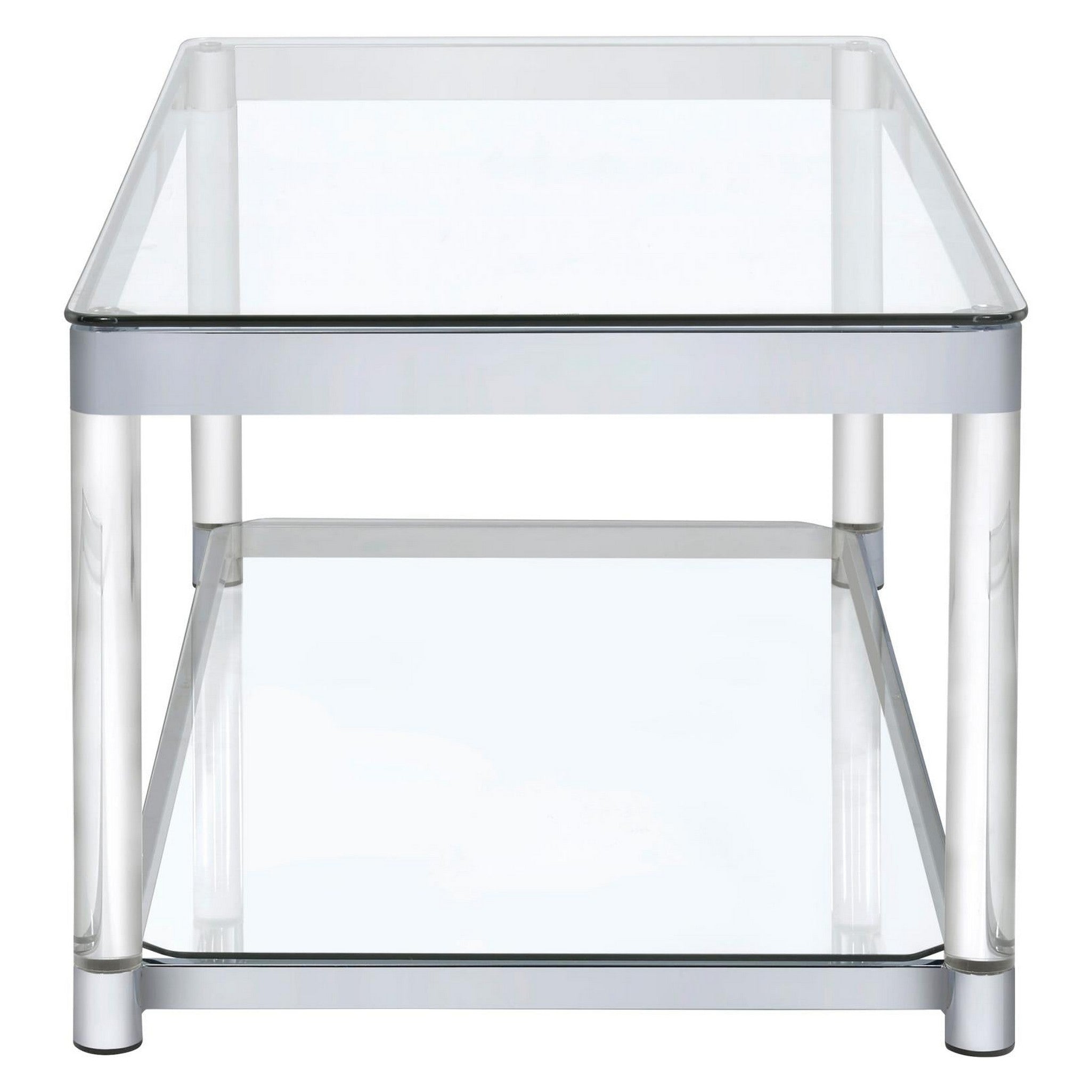 Anne Coffee Table with Lower Shelf Chrome and Clear 720748