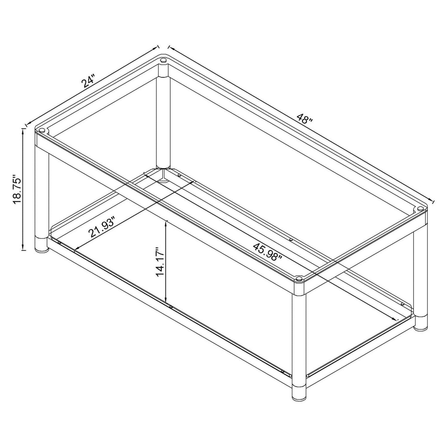 Anne Coffee Table with Lower Shelf Chrome and Clear 720748