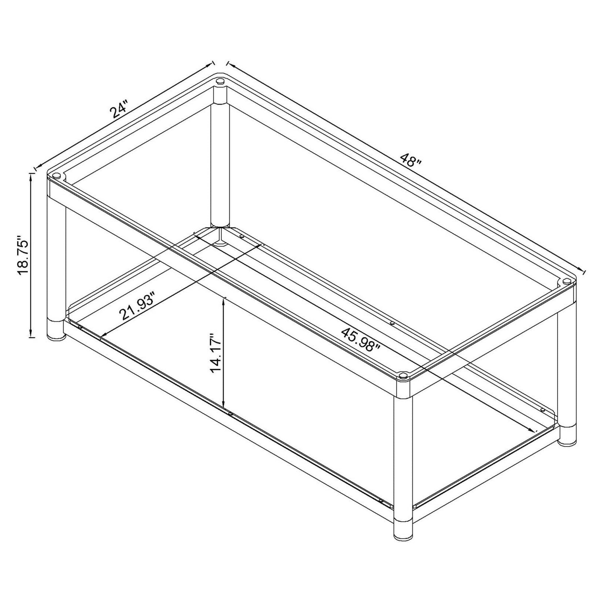 Anne Coffee Table with Lower Shelf Chrome and Clear 720748