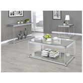 Anne Coffee Table with Lower Shelf Chrome and Clear 720748