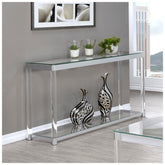 Anne Sofa Table with Lower Shelf Chrome and Clear 720749