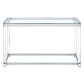 Anne Sofa Table with Lower Shelf Chrome and Clear 720749