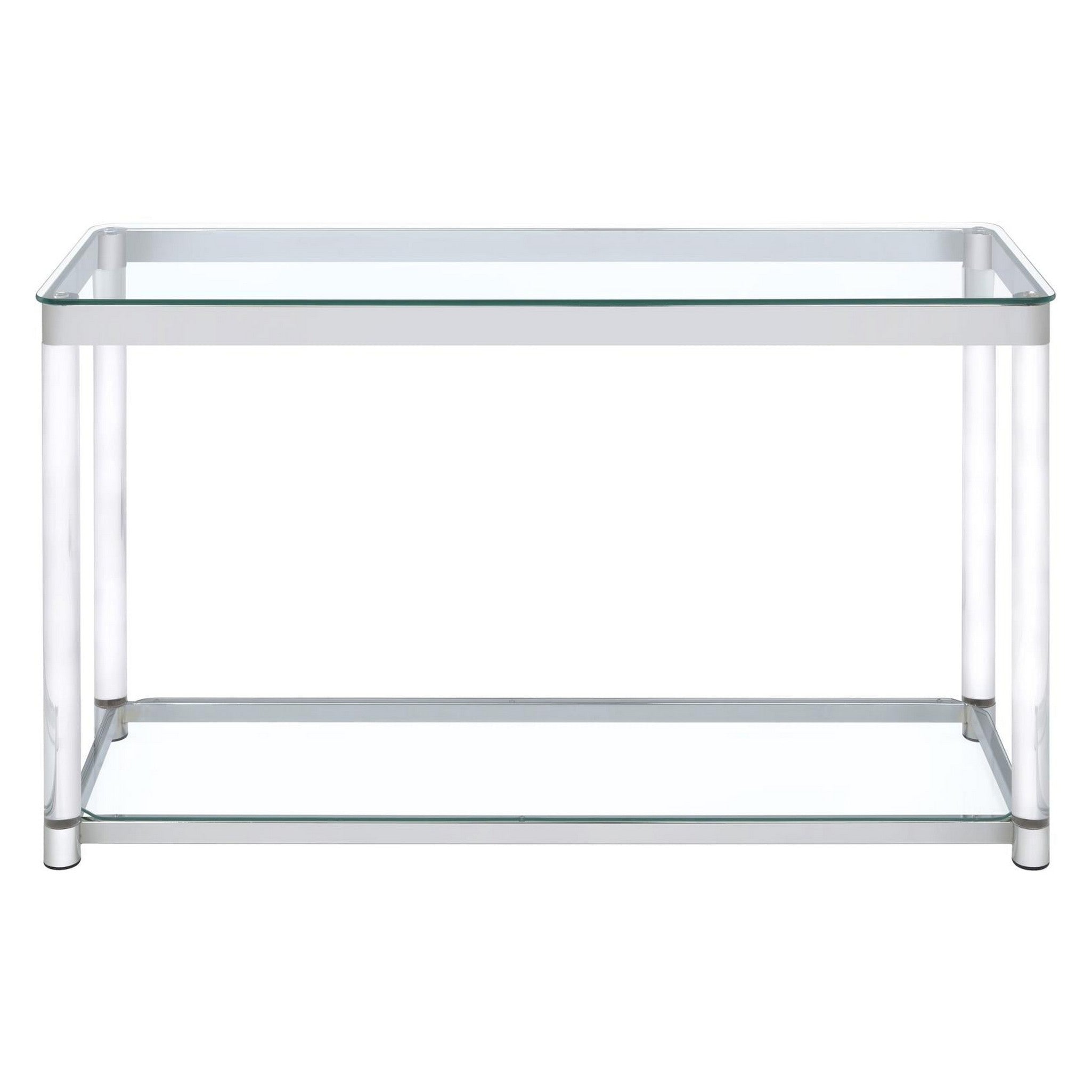 Anne Sofa Table with Lower Shelf Chrome and Clear 720749