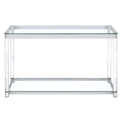 Anne Sofa Table with Lower Shelf Chrome and Clear 720749