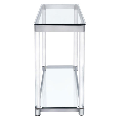 Anne Sofa Table with Lower Shelf Chrome and Clear 720749