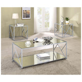 Provins 3-piece Occasional Table Set Clear Mirror and Chrome 720794