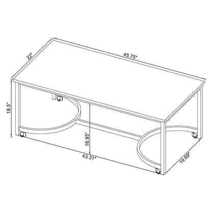 Leona Coffee Table with Casters White and Satin Nickel 721868