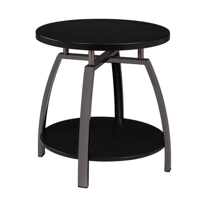 Dacre Round End Table Dark Grey and Black Nickel 722207