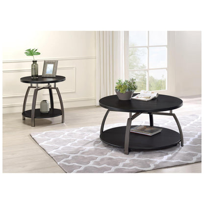 Dacre Round End Table Dark Grey and Black Nickel 722207