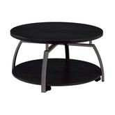 Dacre Round Coffee Table Dark Grey and Black Nickel 722208