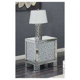 Gillian Square End Table Silver and Clear Mirror 722497