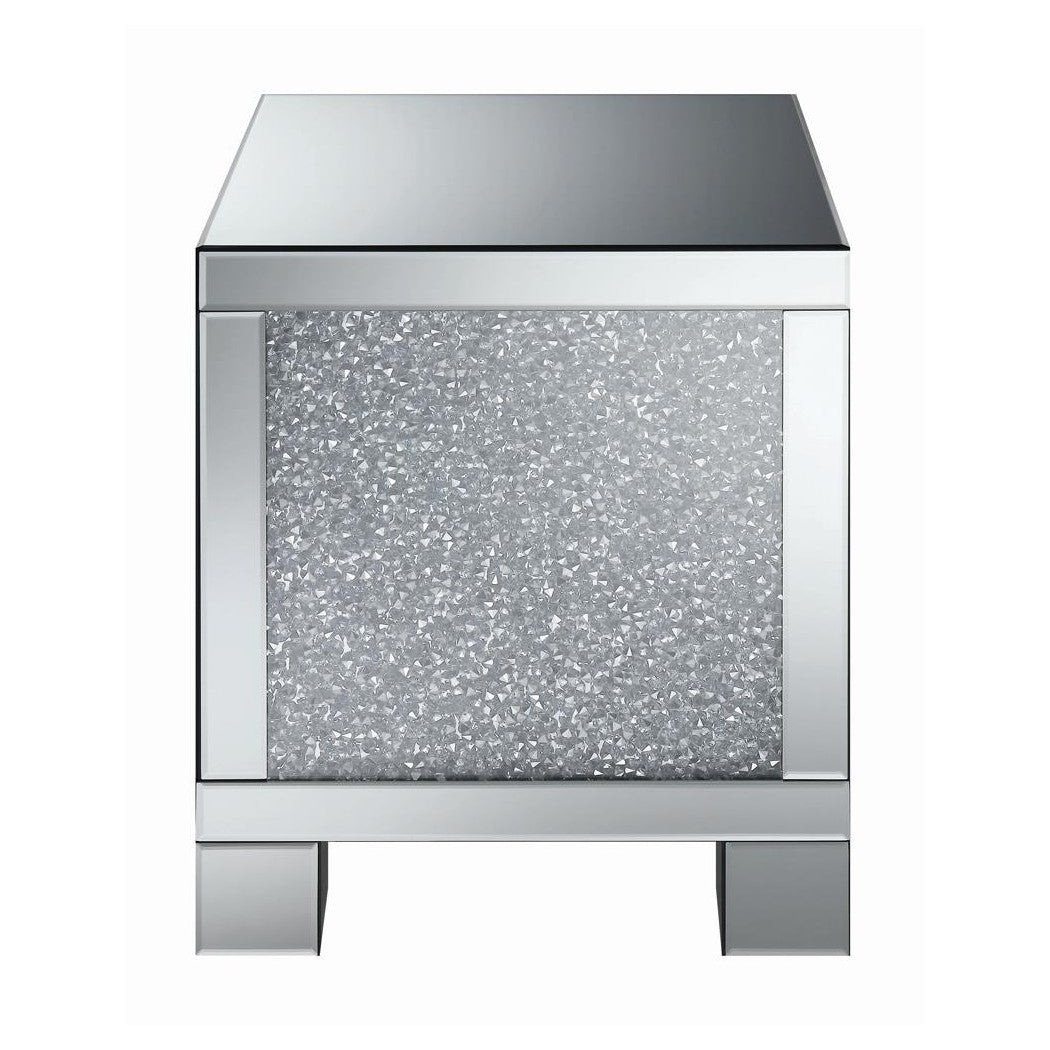 Gillian Square End Table Silver and Clear Mirror 722497