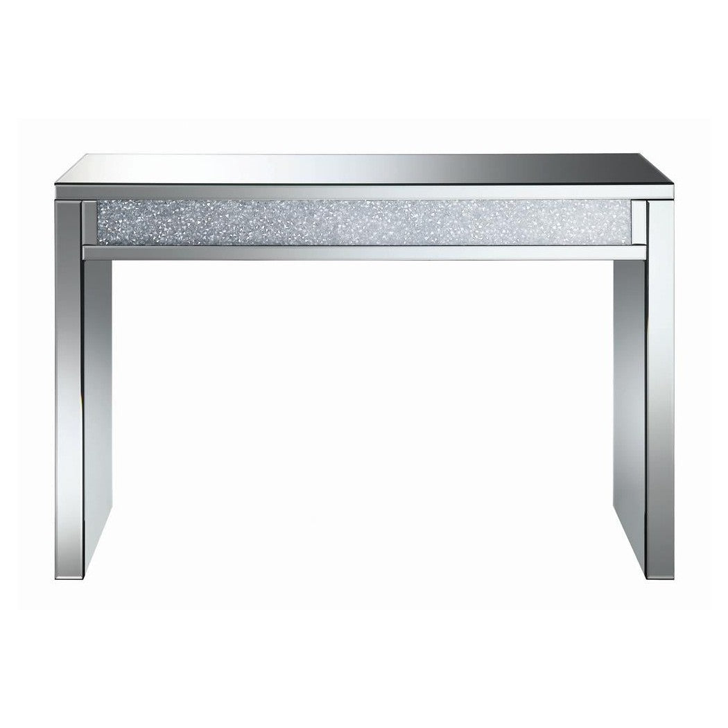 Gillian Rectangular Sofa Table Silver and Clear Mirror 722499