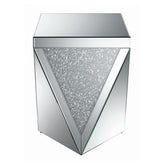 Gunilla Square End Table with Triangle Detailing Silver and Clear Mirror 722507