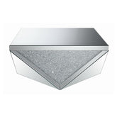 Gunilla Square Coffee Table with Triangle Detailing Silver and Clear Mirror 722508