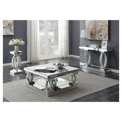 Amalia Square Coffee Table with Lower Shelf Clear Mirror 722518