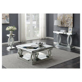 Amalia Rectangular Sofa Table with Shelf Clear Mirror 722519