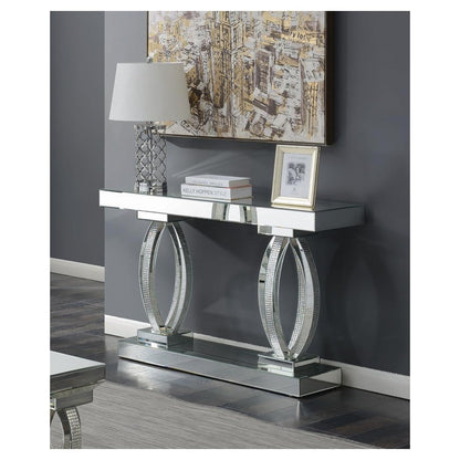 Amalia Rectangular Sofa Table with Shelf Clear Mirror 722519