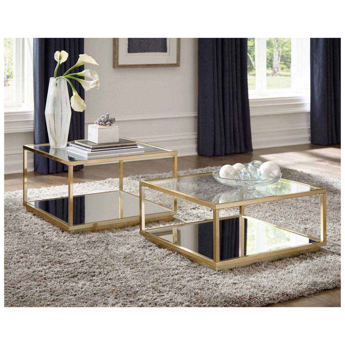 Renee 2-piece Square Occasional Set Rose Brass 722660