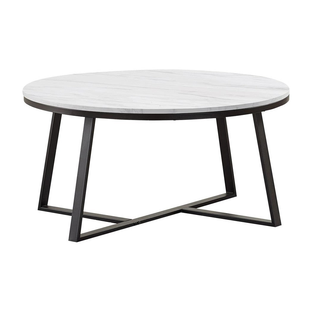 Hugo Round Coffee Table White and Matte Black 723238