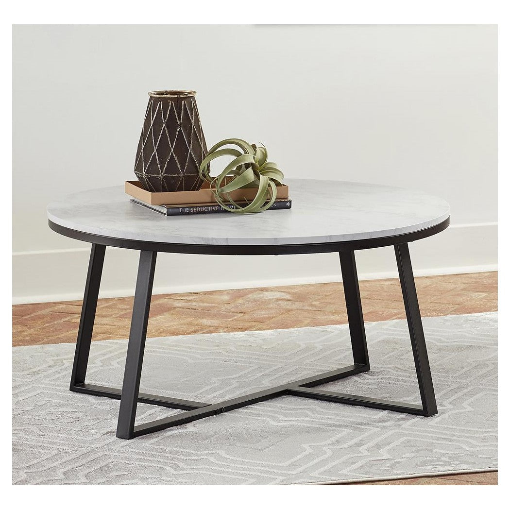 Hugo Round Coffee Table White and Matte Black 723238