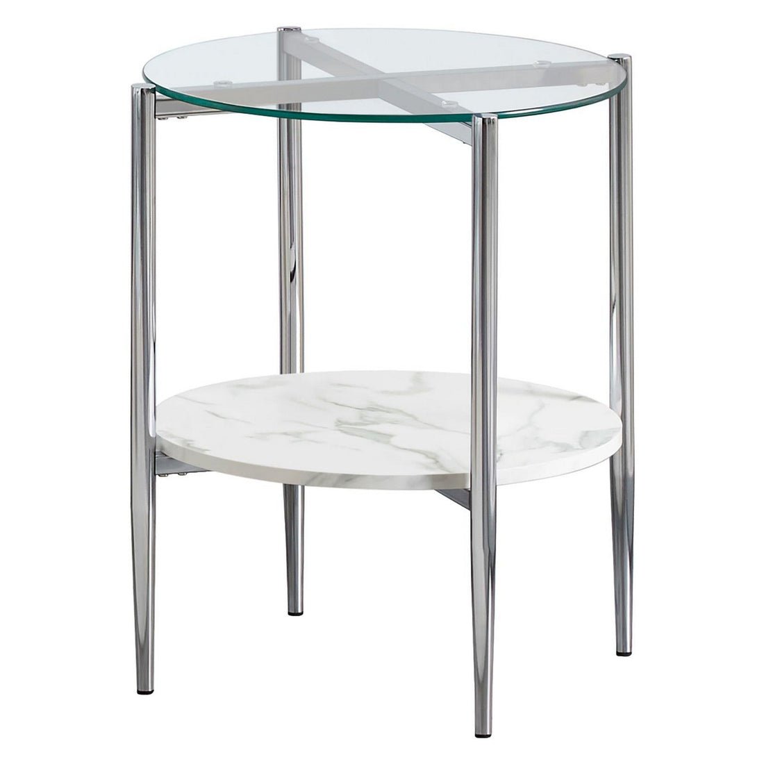 Cadee Round Glass Top End Table Clear and Chrome 723277