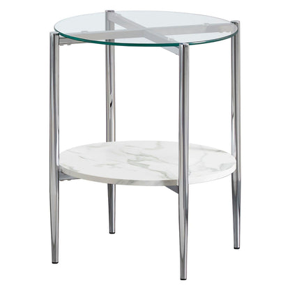 Cadee Round Glass Top End Table Clear and Chrome 723277