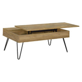 Fanning Lift Top Storage Coffee Table Golden Oak and Black 723368