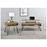 Fanning Lift Top Storage Coffee Table Golden Oak and Black 723368