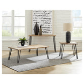 Zander Sofa Table with Hairpin Leg Natural and Matte Black 723499