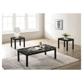 Darius Faux Marble Rectangle 3-piece Occasional Table Set Black 723605