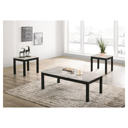 Bates Faux Marble 3-piece Occasional Table Set White and Black 723615