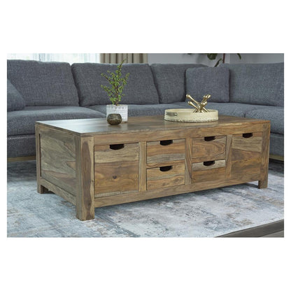 Esther 6-drawer Storage Coffee Table Natural Sheesham 723888