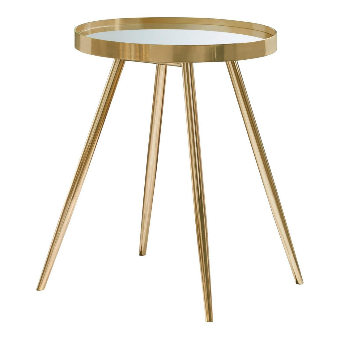 Kaelyn Round Mirror Top End Table Gold 723917