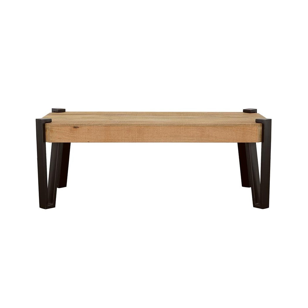 Winston Wooden Rectangular Top Coffee Table Natural and Matte Black 724118