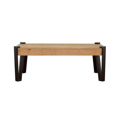 Winston Wooden Rectangular Top Coffee Table Natural and Matte Black 724118