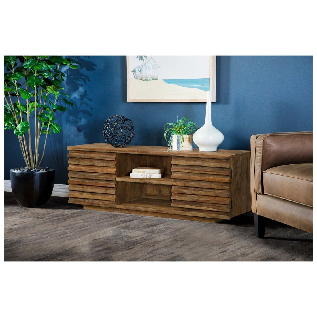 Julia 2-door TV Console with Adjustable Shelf Natural 724262